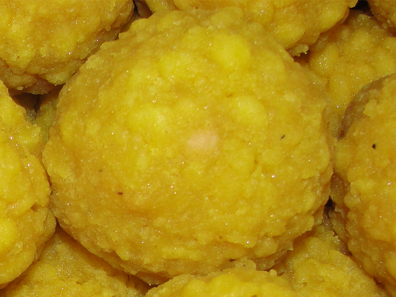 Tirupati laddu close up