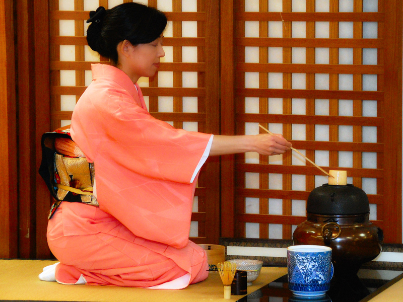 preparing the tea for Japanese tea ceremony