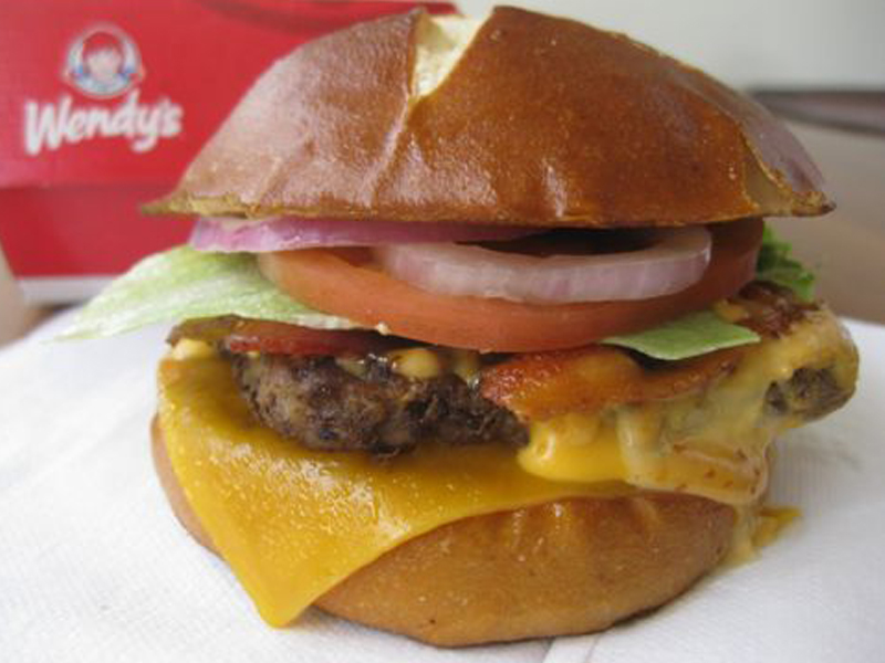 Wendy’s Pretzel Bacon Cheeseburger burger