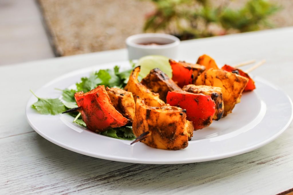 Paneer tikka side view