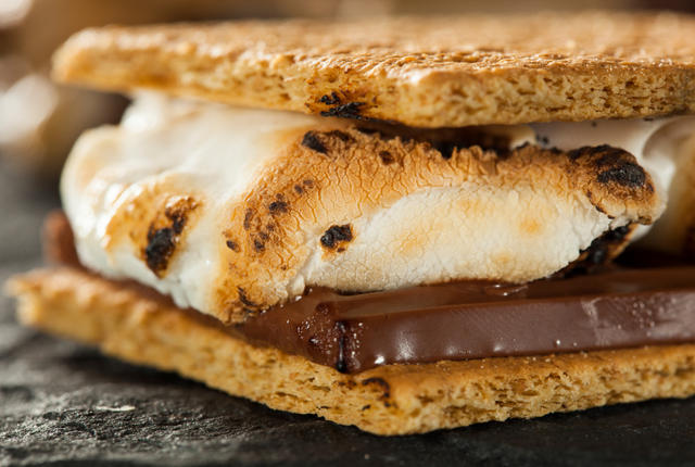Homemade S'mores with Marshmallows Chocolate and Graham Crackers