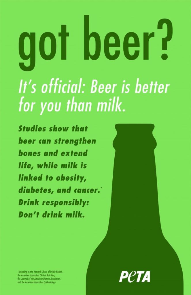 You Better Believe It, PETA Says Beer Is Better For You Than Milk
