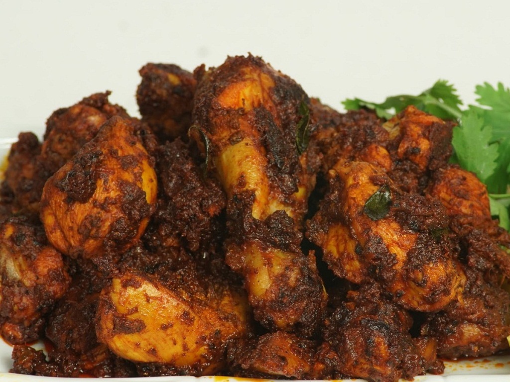 Kerala Chicken Roast Recipe | HungryForever