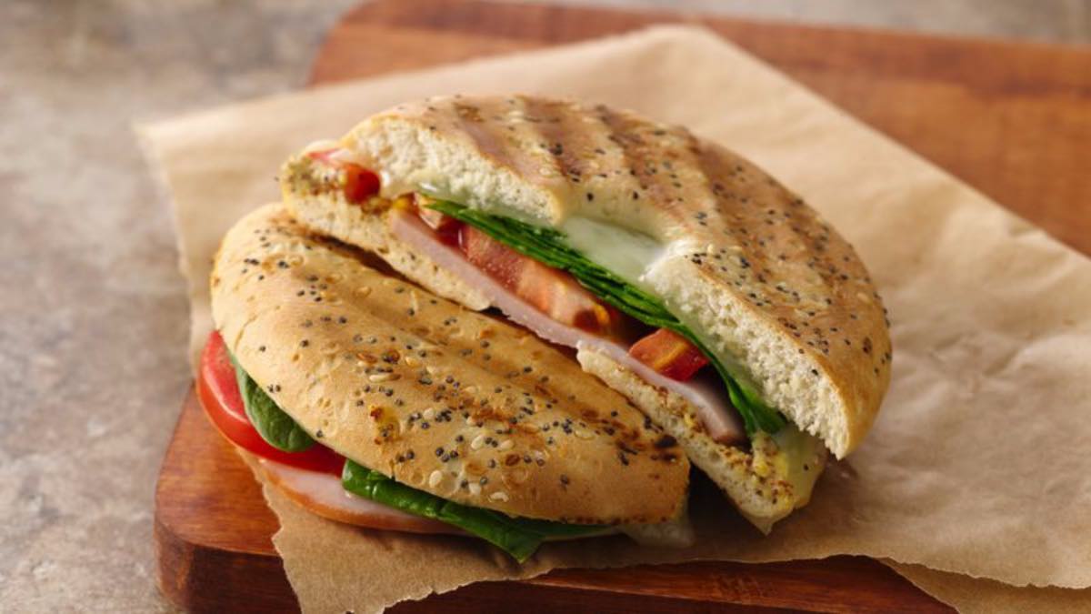 Pressed Bagel Sandwich Recipe HungryForever Food Blog